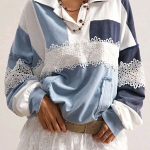 Elegant Lace Trim Women's Sweatshirt